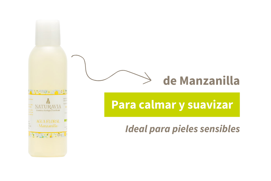 Agua Floral de Manzanilla para calmar y suavizar, ideal para pieles sensibles