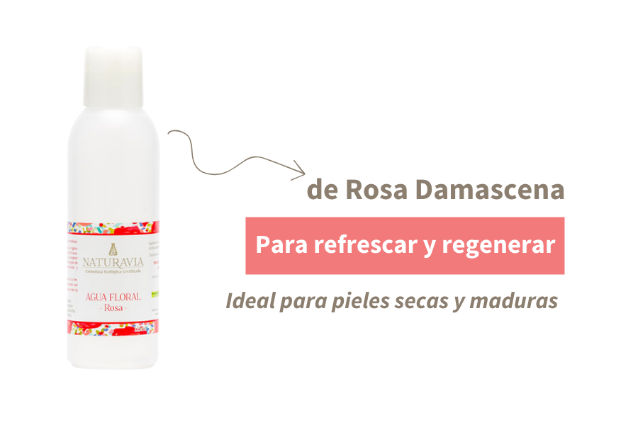 Agua Floral de Rosa Damascena para refrescar y regenerar, ideal para pieles secas y maduras